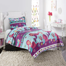 Load image into Gallery viewer, All American Collection Aqua-Purple Mermaid Bedspread Set