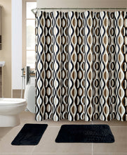 Load image into Gallery viewer, 15-Piece Helix Design Bathroom Set With Matching Shower Curtain