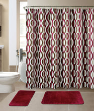 Load image into Gallery viewer, 15-Piece Helix Design Bathroom Set With Matching Shower Curtain