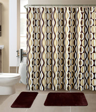 Load image into Gallery viewer, 15-Piece Helix Design Bathroom Set With Matching Shower Curtain