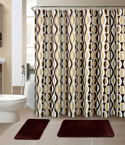 15-Piece Helix Design Bathroom Set With Matching Shower Curtain