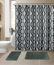 Load image into Gallery viewer, 15-Piece Helix Design Bathroom Set With Matching Shower Curtain