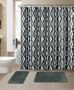 15-Piece Helix Design Bathroom Set With Matching Shower Curtain