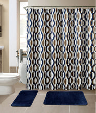 Load image into Gallery viewer, 15-Piece Helix Design Bathroom Set With Matching Shower Curtain