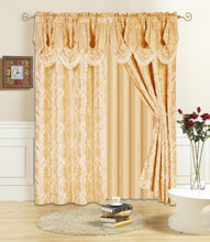 Load image into Gallery viewer, All American Collection New 4 Piece Drape Set with Attached Valance and Sheer with 2 Tie Backs Included