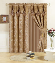 Load image into Gallery viewer, All American Collection New 4 Piece Drape Set with Attached Valance and Sheer with 2 Tie Backs Included