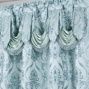 All American Collection New 4 Piece Drape Set with Attached Valance and Sheer with 2 Tie Backs Included